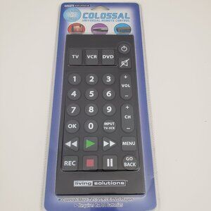 Living Solutions Colossal Universal Remote Control For TV VCR DVD New in Box